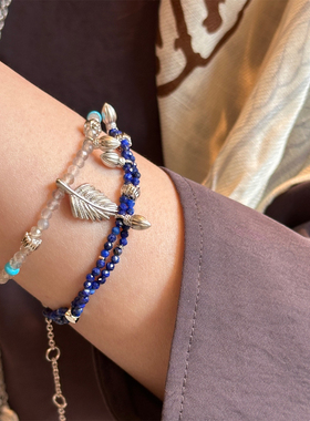 MONSECRET 摇曳棕榈手绳手串树籽双层手链叠戴 小众设计女手饰