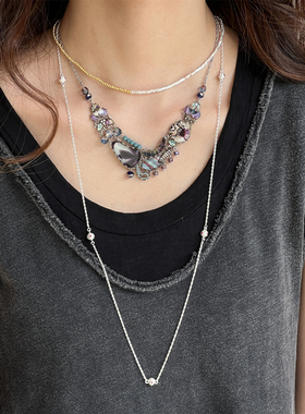 ENSAGE/APT702 雕刻银球长项链 原创小众设计高级精致百搭锁骨链