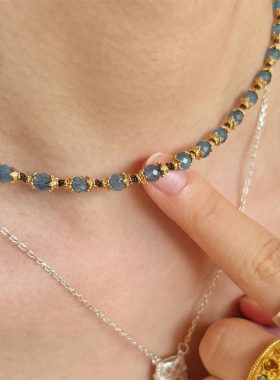 TITYARAVY 项链好运希望吉祥智慧彩宝串珠吊坠锁骨链叠搭生日礼物