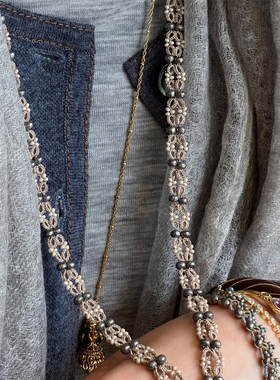 LORINA Fecla项链 法国天然半宝石手工梭织蕾丝重工锁骨链女