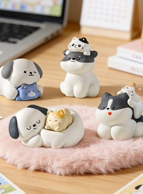 猫狗双全摆件家居装饰品生日礼物