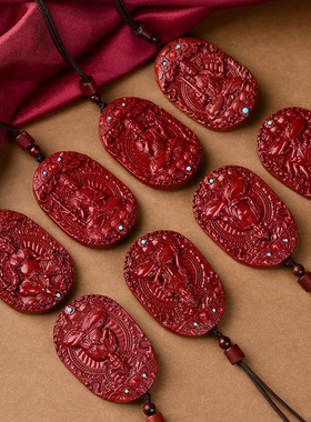 天然原矿朱砂本命佛吊坠大日如来属兔本命年普贤菩萨护身挂件男女