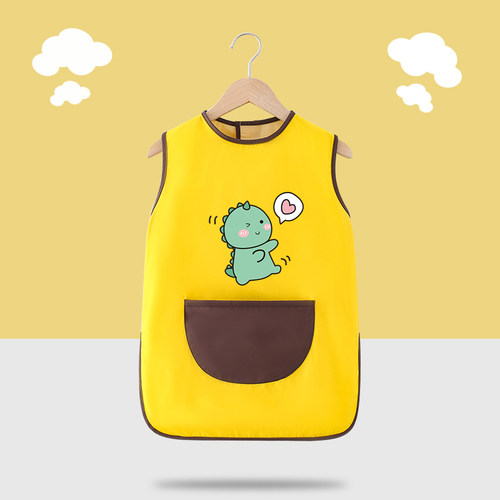 儿童画画罩衣无袖防水防脏围兜幼儿园美术绘画反穿衣围裙定制logo - 图1