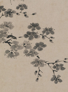 明唐寅杏花图花卉水墨画国