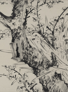 明钱榖梅花水仙图中国古代吴门画派宣纸画心临摹范本高清微喷装饰
