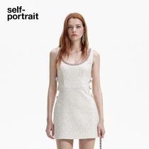 (white deer in the same section) self-portrait 2024 Early spring ivory white Lulex dress short dress