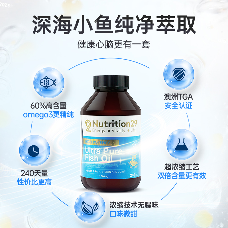 nutrition29海外旗舰店澳洲深海鱼油软胶囊 澳大利亚进口N29纽西臣深海鱼中老年omega31