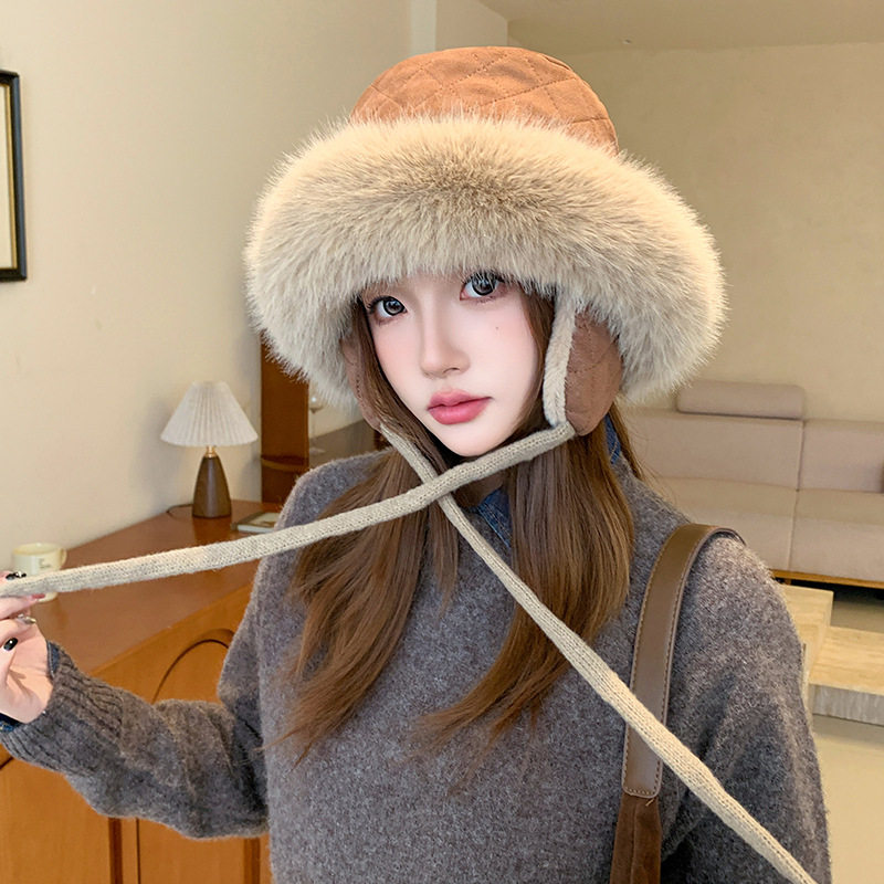 旅游毛绒帽哈尔滨雪乡毛绒护耳帽子女秋冬季时尚保暖渔夫帽加厚保,淘宝优惠券,粉丝福利购,淘宝优惠卷