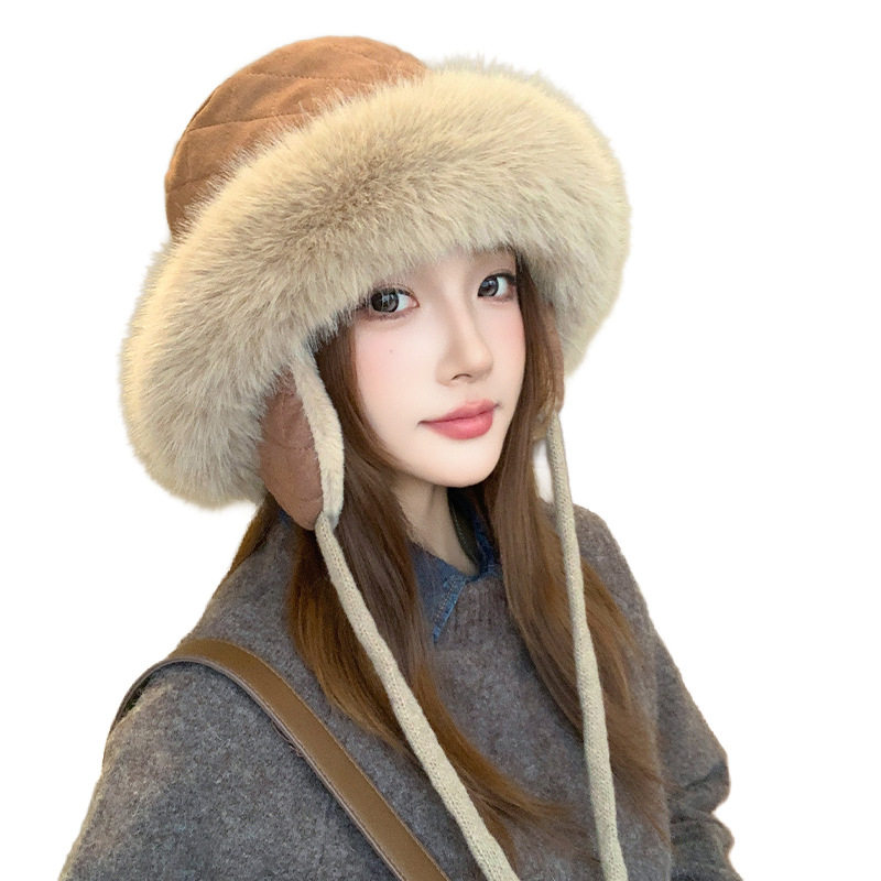 旅游毛绒帽哈尔滨雪乡毛绒护耳帽子女秋冬季时尚保暖渔夫帽加厚保,淘宝优惠券,粉丝福利购,淘宝优惠卷