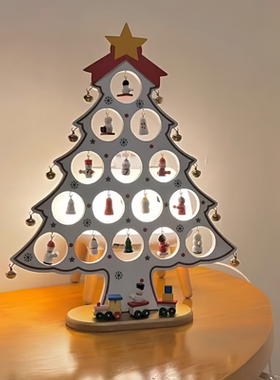 小红书同款迷你木质圣诞树摆件