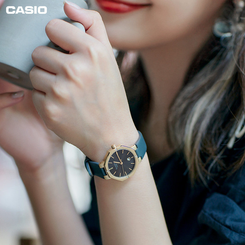 casio sheen新款简约八角石英手表 Casio晶晶海外日韩腕表