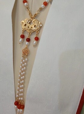 合金仿珍珠长流苏背云