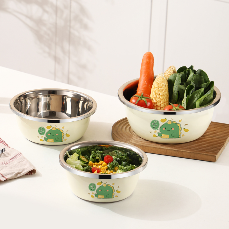 【拍一发三】卡通304不锈钢盆套装洗菜盆家用油盆厨房和面汤盆 - 图3