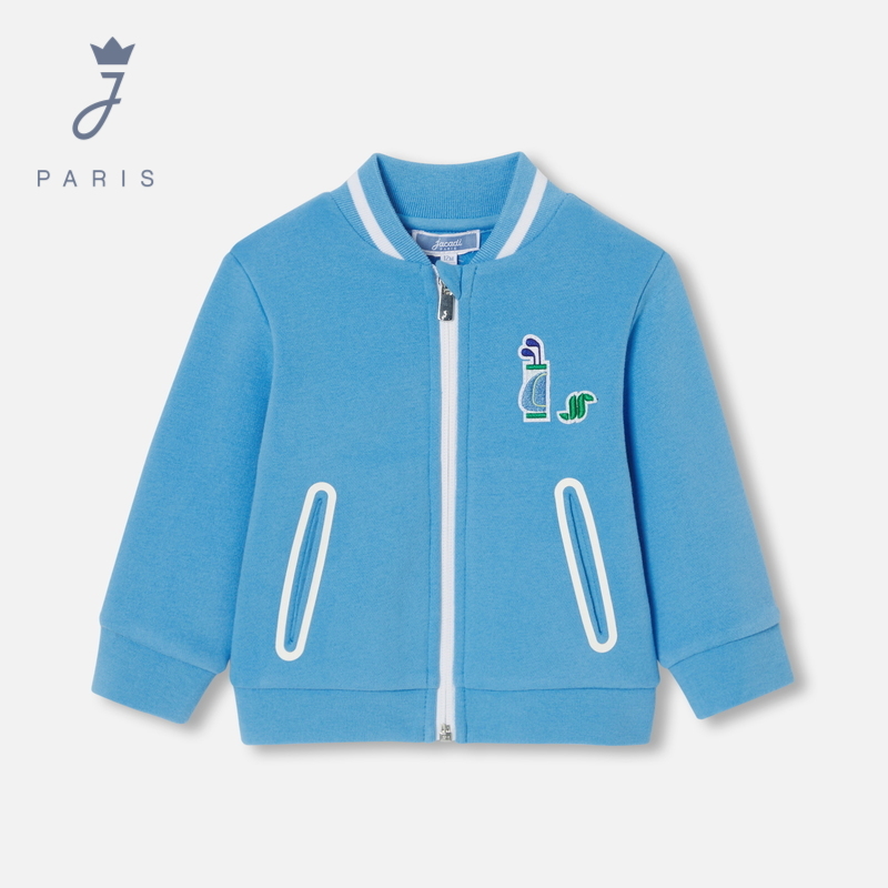 Jacadi亚卡迪男小童时尚卫衣25春款浅蓝色棒球服外套夹克2040304