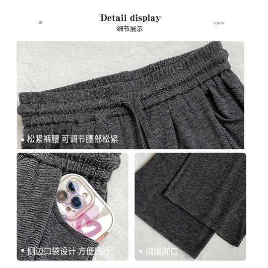 Gray velvet wide leg pants for women autumn and winter 2025 new style