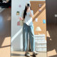 Tencel nine-point jeans women's summer thin 2025 new high-waisted straight-legged ice silk radish harem pants for small people