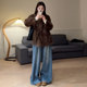 American retro blue wide leg jeans