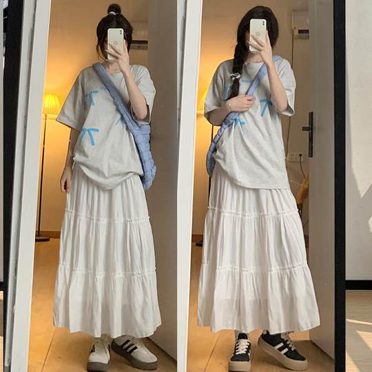 白色半身裙女夏2025新款高腰显瘦a字中长款春秋蓬蓬裙芭蕾蛋糕裙