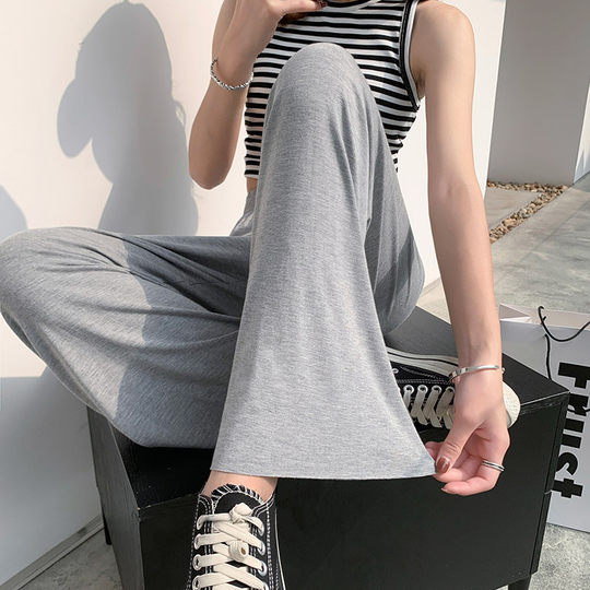 Women's modal wide leg pants high waist straight summer thin style