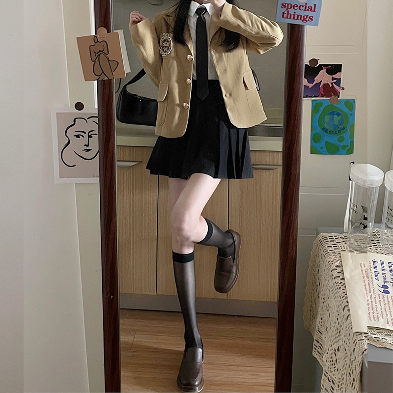 灰色秋冬季2021新款高腰学生百褶裙 纪米缇半身裙