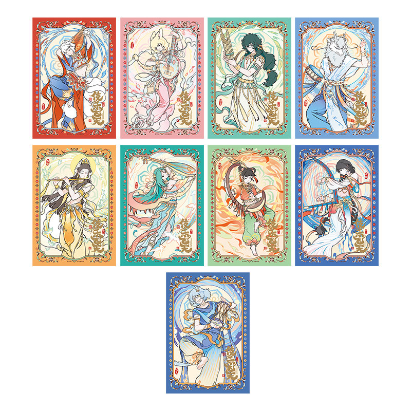 非人哉X敦煌画院联名伎乐飞天明信片套装原创烫金烫红收藏卡牌,淘宝优惠券,粉丝福利购,淘宝优惠卷