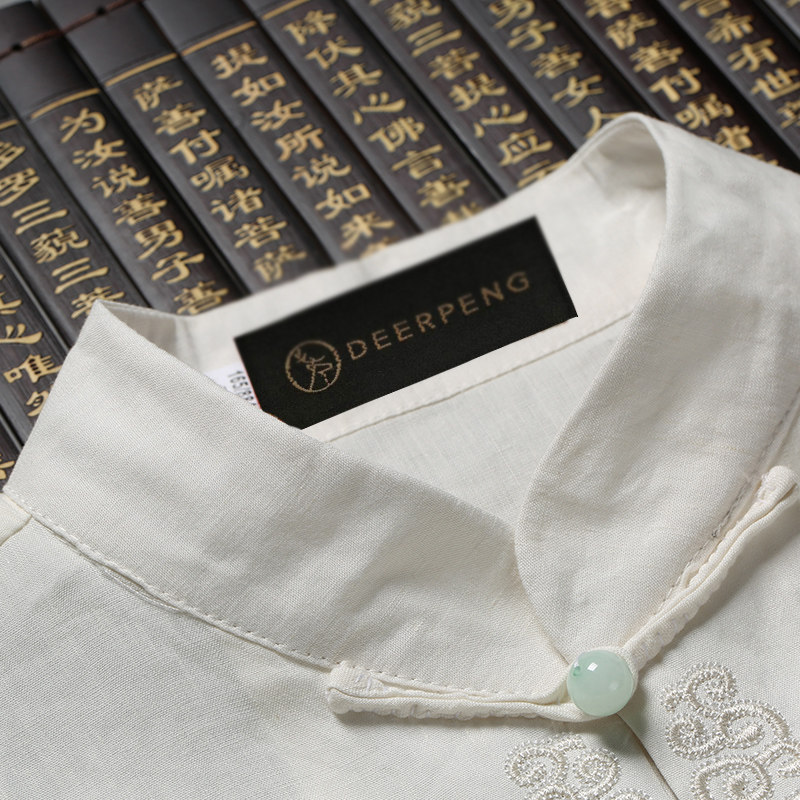 中老年人短袖唐装套装男爸爸装夏季 鹿彭民族服装