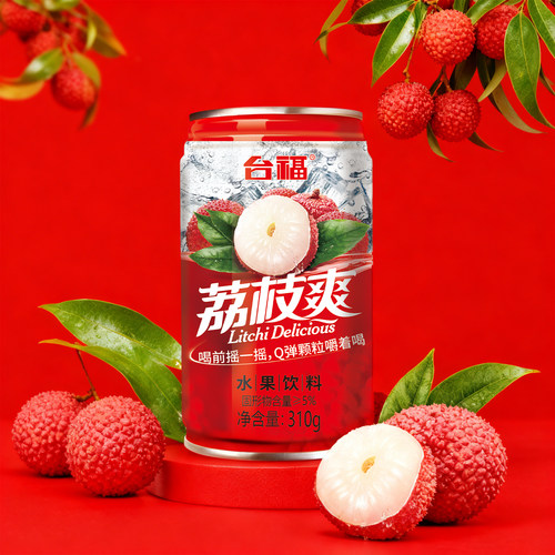 台福荔枝爽水果味饮料罐装网红椰果粒果汁夏天解渴饮品整箱批发价 - 图1