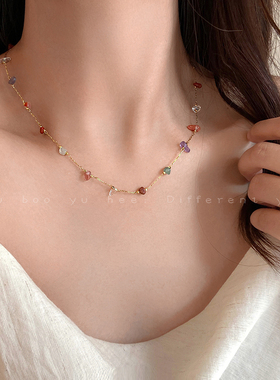 彩色天然石项链气质设计感配饰