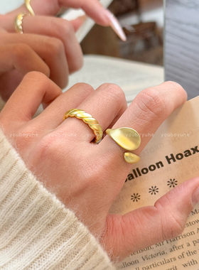 高级感不规则小众设计金色戒指女