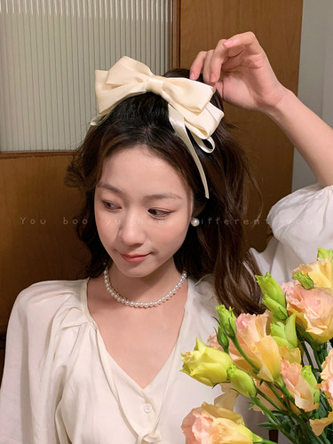 白色飘带大蝴蝶结发夹女后脑勺发卡半扎发头饰2026新款高级感发饰 - 图2