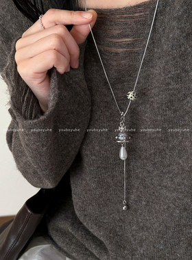 秋冬高级感土星珍珠金色吊坠项链