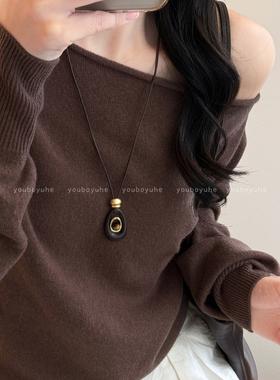 新中式咖色串珠百搭气质新款项链