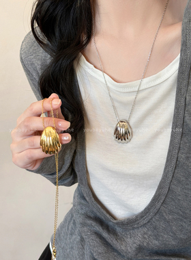 贝壳吊坠项链女高级感毛衣链配饰