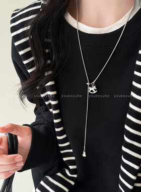 银色小马小众设计时尚钛钢项链女