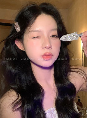 爆闪满钻锆石蝴蝶结侧边夹发夹