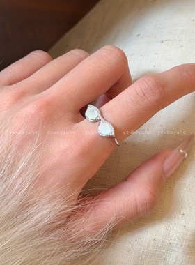 金色天然贝母戒指精致开口食指戒