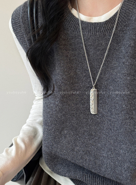 ins风金属螺纹小梳子吊坠项链