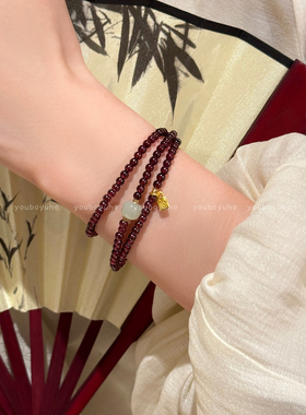 新中式石榴石玉髓葫芦串珠手链