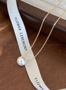 炫彩大珍珠吊坠细项链女小众设计