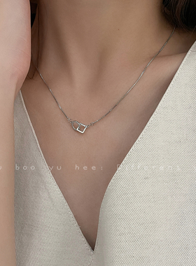 锆石几何吊坠简约日常百搭项链女
