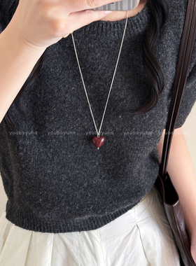 红色爱心项链秋冬长款毛衣链配饰