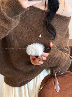 毛绒小熊手套项链新款高级感项链