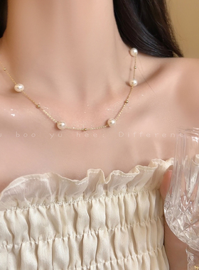 满天星流苏珍珠项链Y字配饰