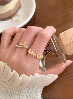 蝴蝶滴釉贝母戒指轻奢小众设计感