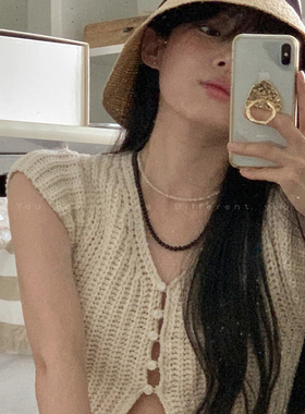 复古黑玛瑙韩国fever同款项链