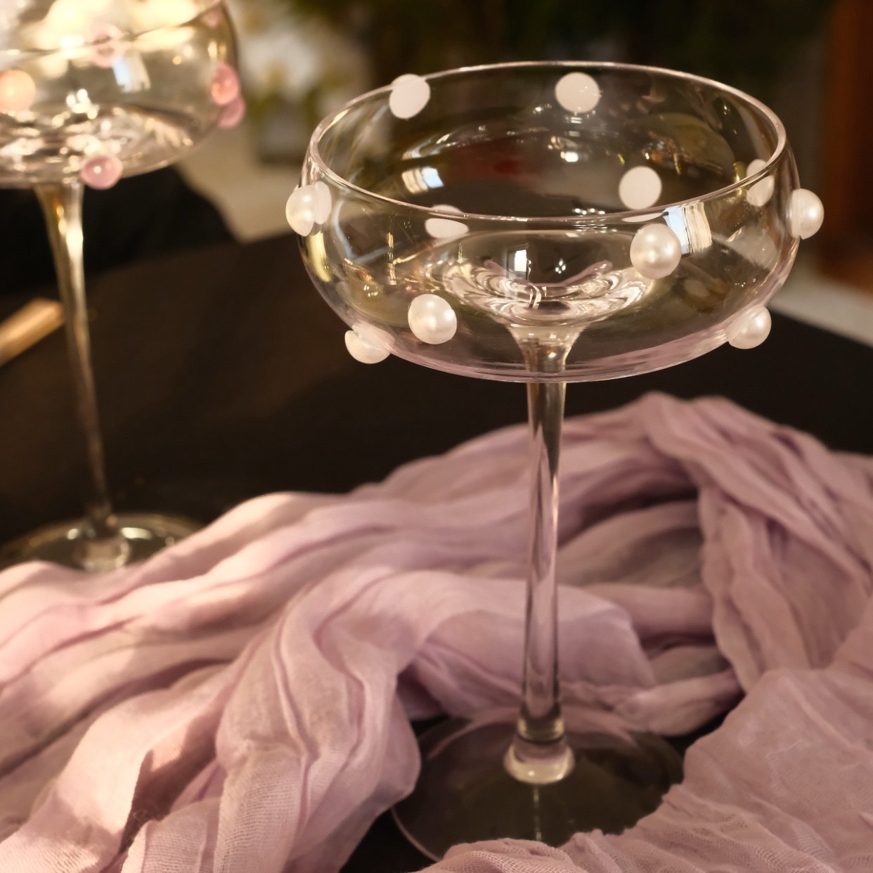 IN Chaos奢华原创手工珍珠贴片高脚玻璃杯果汁杯甜品杯冰淇淋杯,淘宝优惠券,粉丝福利购,淘宝优惠卷