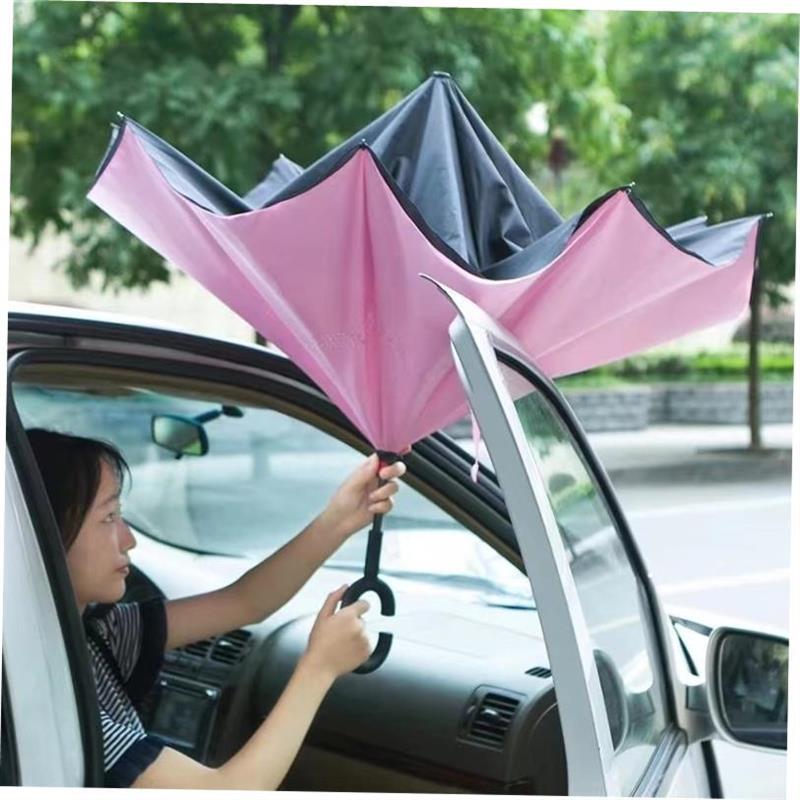 long shank double layer inverted umbrella windproof golf - 图0