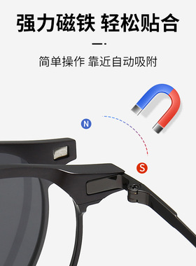 偏光圆形超轻近视眼镜磁吸太阳镜