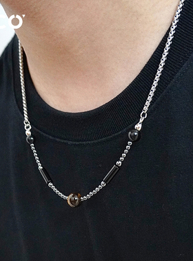 虎眼石串珠拼接小众设计项链