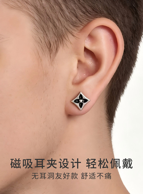CCO四叶草耳夹菱形无耳洞耳饰